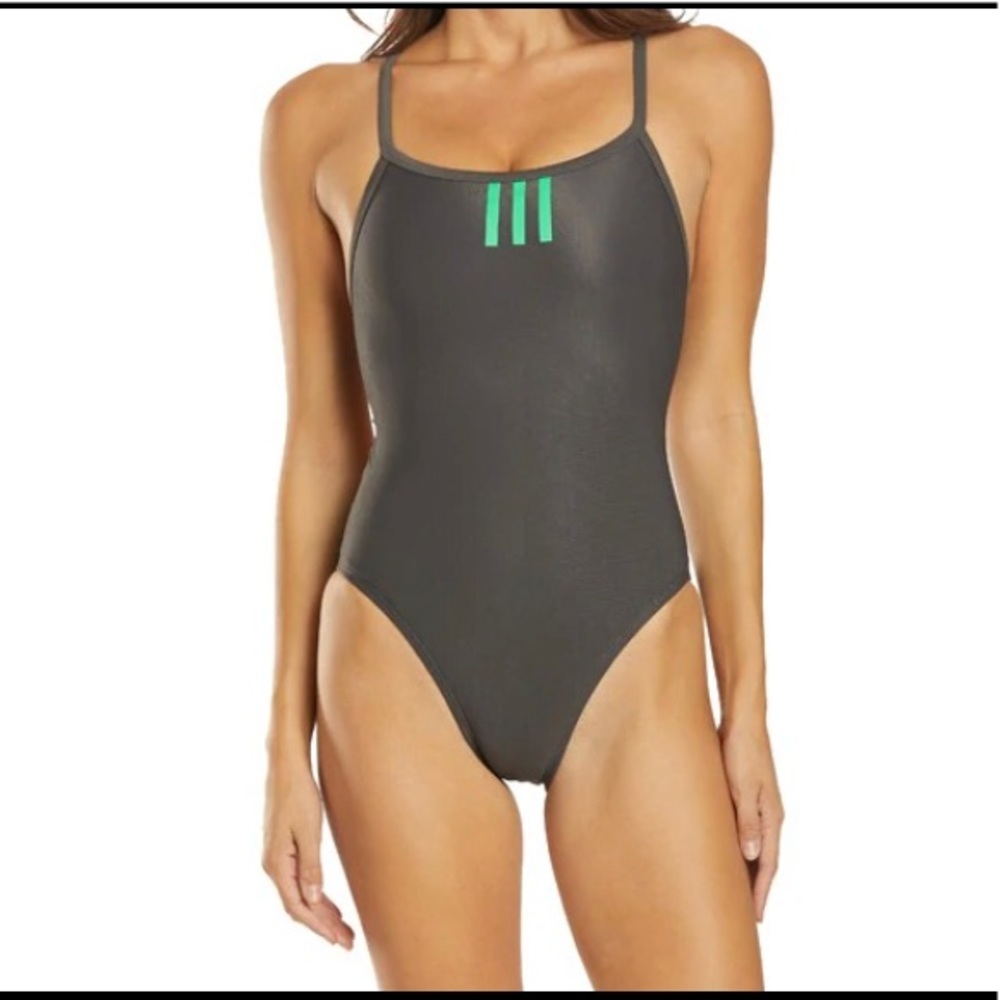 Women’s Adidas black/green one piece swimsuit size 24